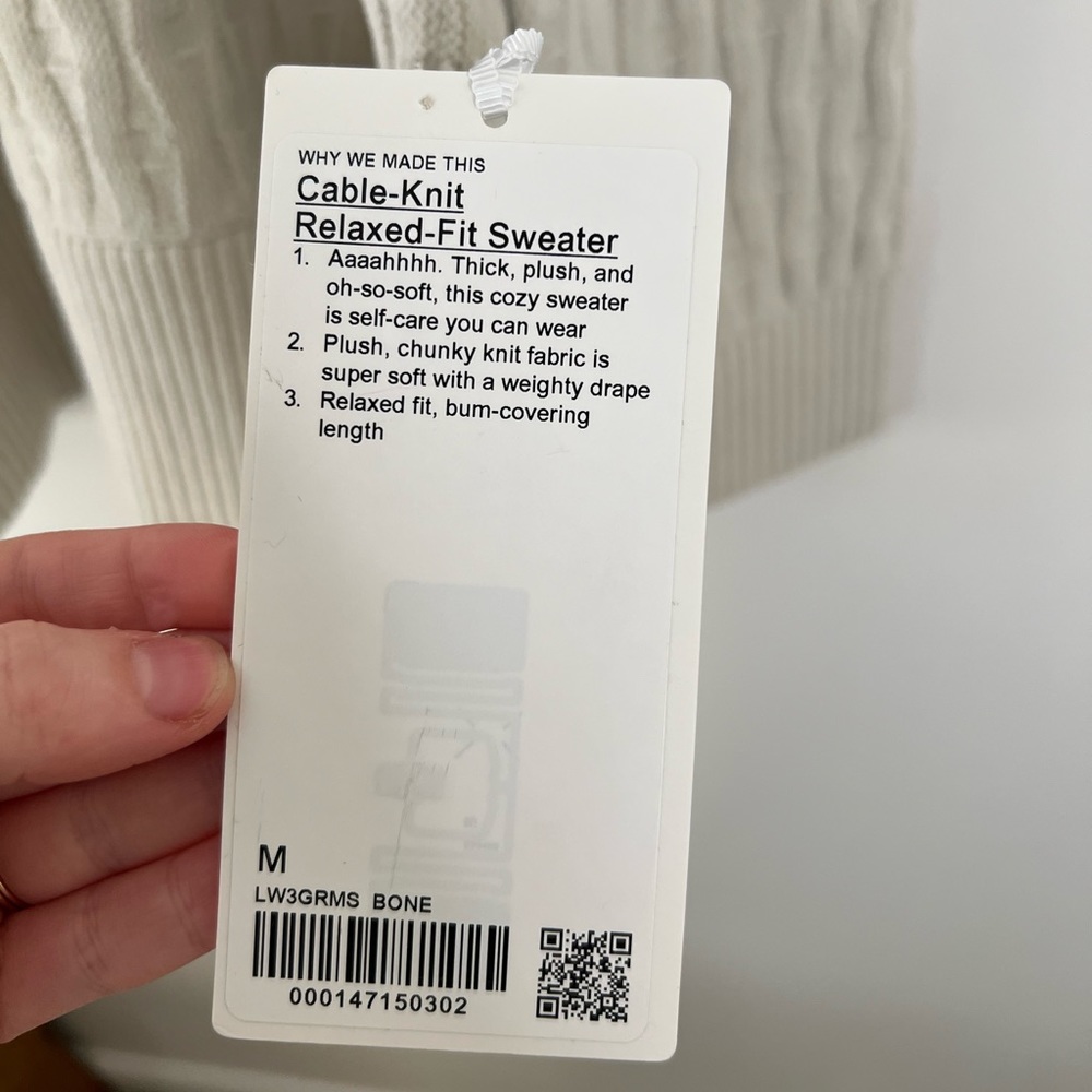 NWT Lululemon Cable Knit Relaxed Fit Sweater in Bone - Picture 14 of 15